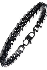 Men's 8mm Black Stainless Steel Curb Chain Bracelet 8.5"