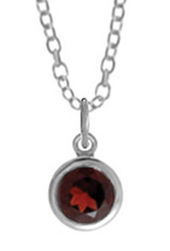 Sterling Silver Round Garnet Necklace