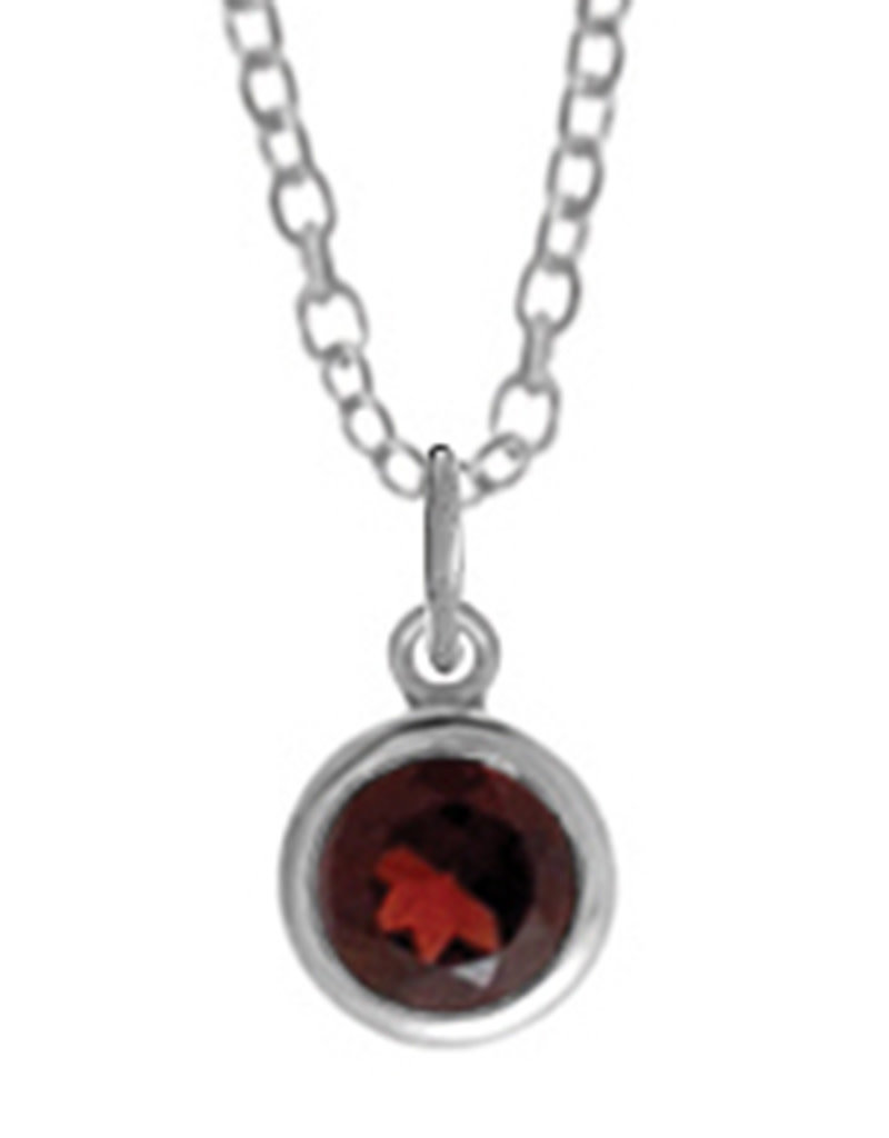 Sterling Silver Round Garnet Necklace