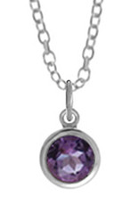Sterling Silver Round Amethyst Necklace