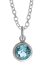Sterling Silver Round Blue Topaz Necklace