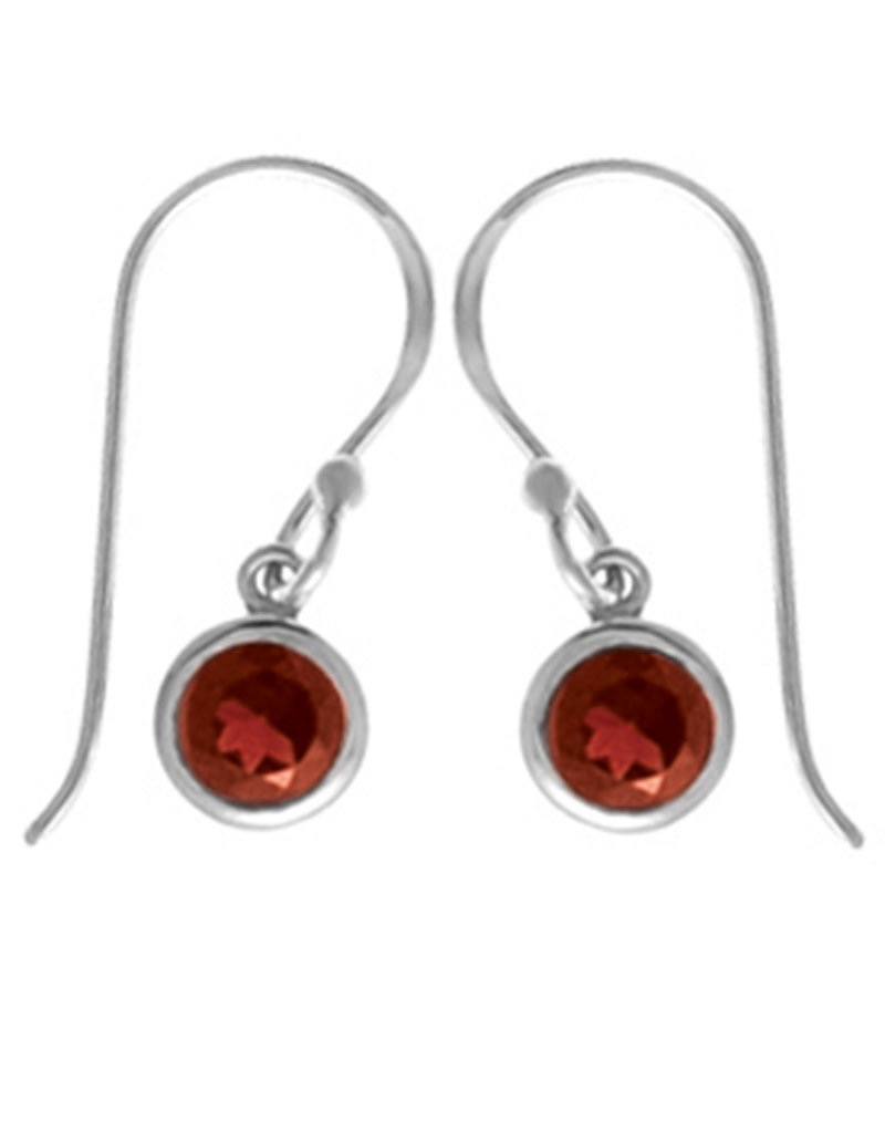 Sterling Silver Round Garnet Earrings 5.5mm