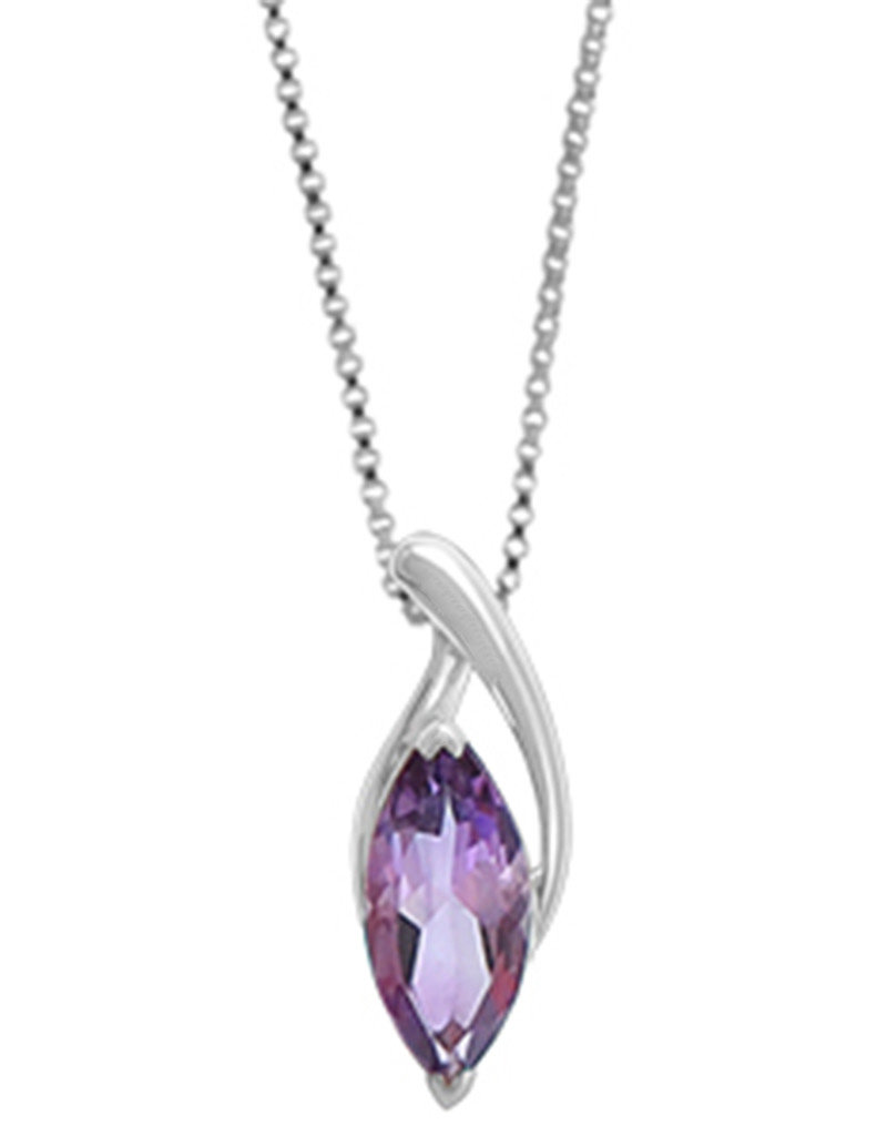 Sterling Silver Marquise Amethyst Necklace