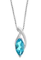 Sterling Silver Marquise Blue Topaz Necklace
