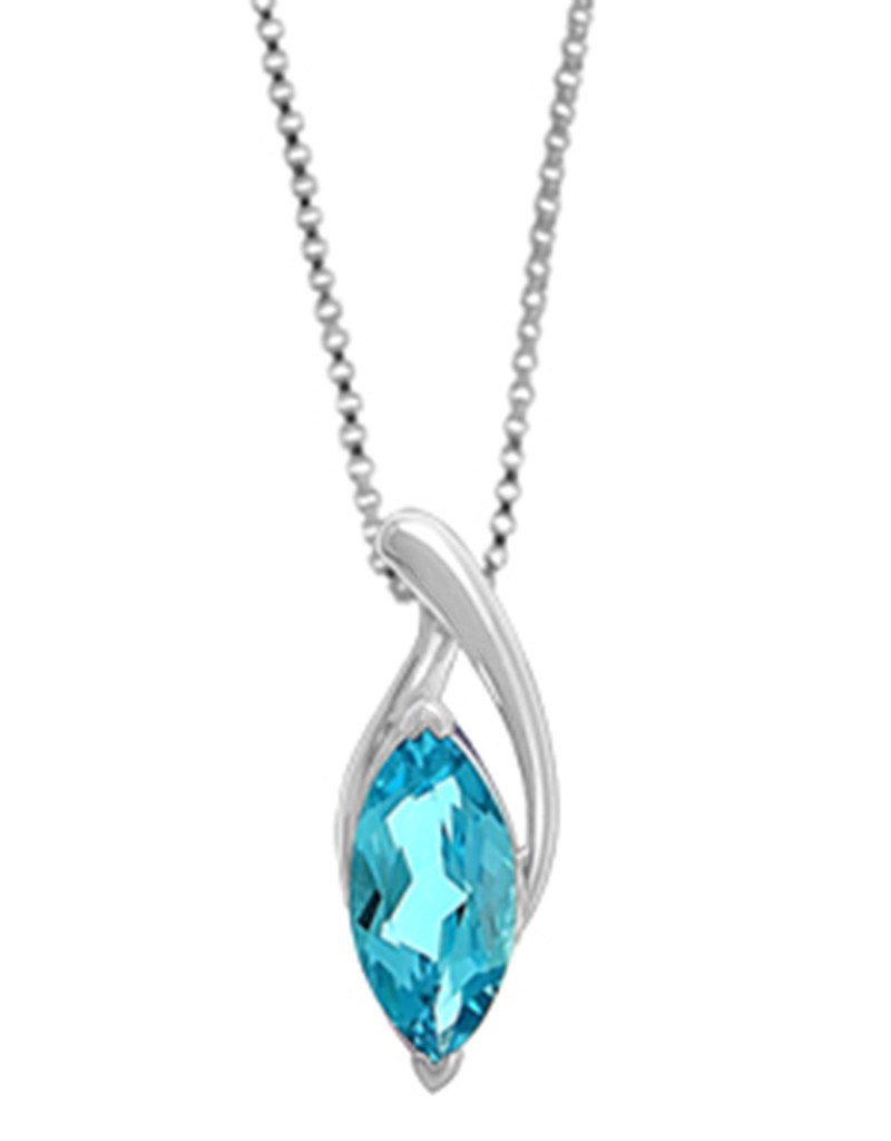 Sterling Silver Marquise Blue Topaz Necklace