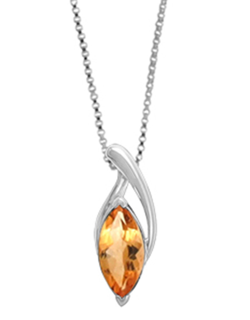 Sterling Silver Marquise Citrine Necklace