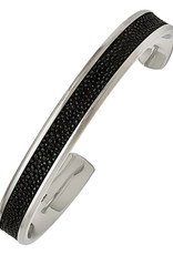 Men's Stainless Steel and Stingray Leather Cuff Bracelet