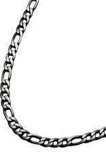 Men's 9mm Brushed Black Stainless Steel Figaro Link Chain Necklace