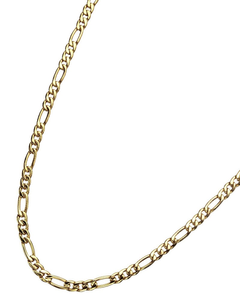 Men's Stainless Steel 6mm Gold Plated Figaro Chain Necklace