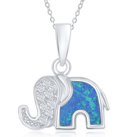 Elephant Opal CZ Necklace 18"