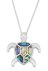 Sterling Silver Abalone Turtle Necklace 20mm