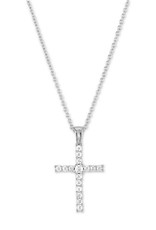 Sterling Silver CZ Cross Necklace 16"