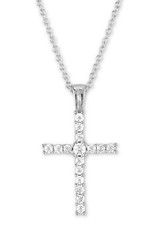 Sterling Silver CZ Cross Necklace 16"