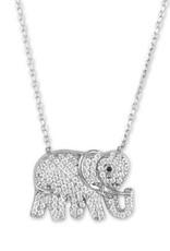 Sterling Silver CZ Elephant Necklace 16"+2" Extender