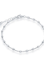 Sterling Silver 3mm Cube on Chain Bracelet 7"+1" Extender