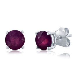 Round Ruby Stud Earrings 6mm