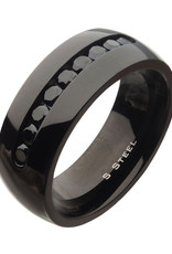 Men's Black Stainless Steel CZ Band Ring