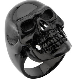 Black Steel Skull Ring