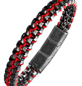 Red Cord Steel Box Link Bracelet