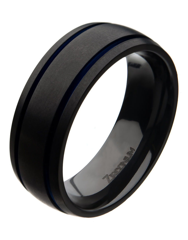 Men's Brushed Black Zirconium Band Ring