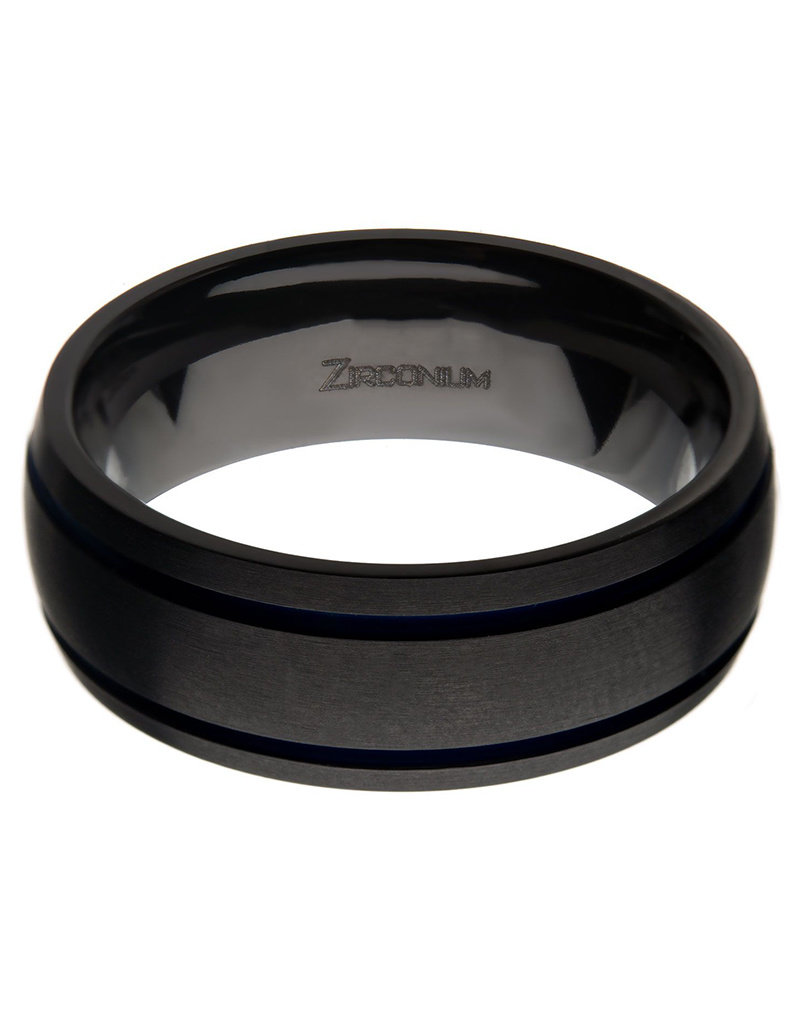 Men's Brushed Black Zirconium Band Ring