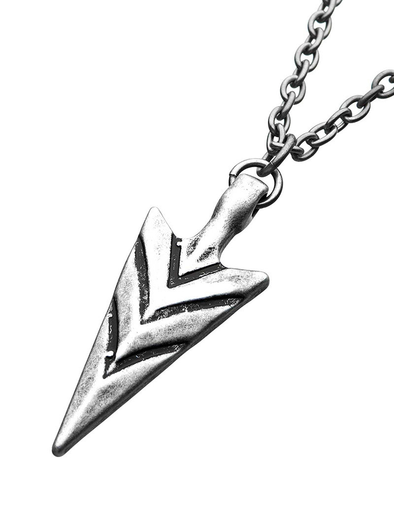 Men's Antiqued Stainless Steel Arrowhead Necklace 26"