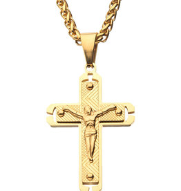 Gold Steel Crucifix Necklace