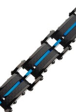 Men's Black and Blue Stainless Steel and Carbon Fiber Bracelet