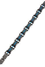 Men's Black and Blue Stainless Steel and Carbon Fiber Bracelet