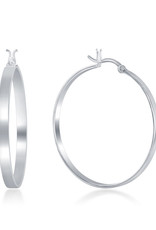 Sterling Silver 4x40mm Flat Hoop Earrings