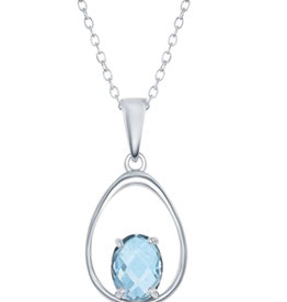 Blue Topaz in Pear Necklace 16"+2"