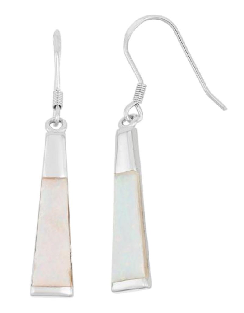 Sterling Silver Long White Opal Earrings 30mm