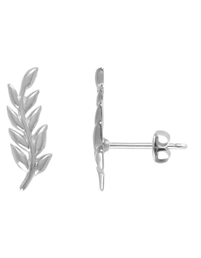 Sterling Silver Leaf Post Earrings 15mm