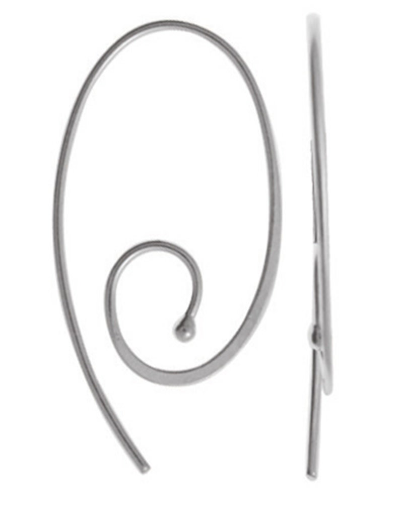 Sterling Silver Coil Wire Ear Threader Earrings 29mm