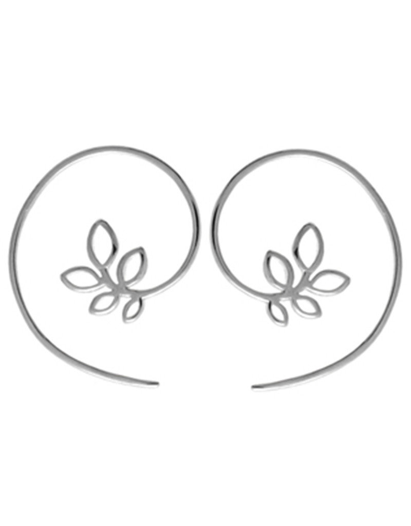 Sterling Silver Leaf Wire Ear Threader Earrings 18mm
