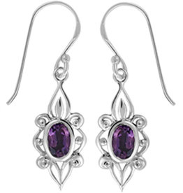Oval Amethyst Filigree Earrings 19mm
