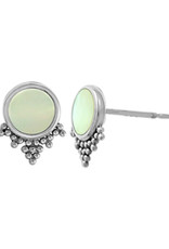 Sterling Silver Round Mother of Pearl Stud Earrings 9mm
