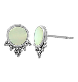 Round MOP Stud Earrings 9mm