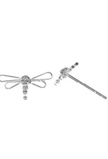 Sterling Silver Clear Crystal Dragonfly Stud Earrings