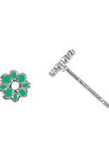 Sterling Silver Green Flower Stud Earrings 5.5mm
