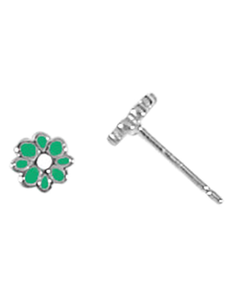 Green Flower Stud Earrings 5.5mm