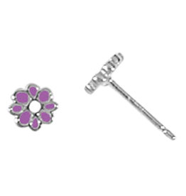 Purple Flower Stud Earrings 5.5mm