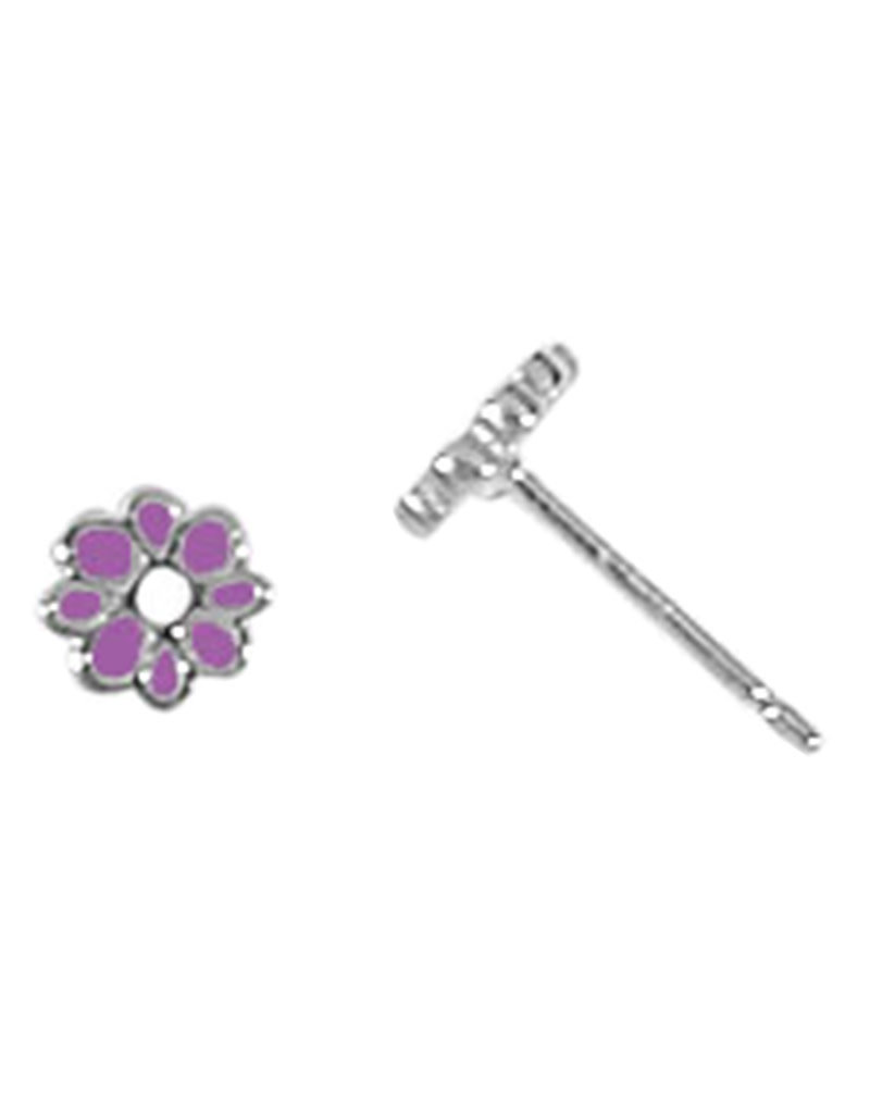 Sterling Silver Purple Flower Stud Earrings 5.5mm