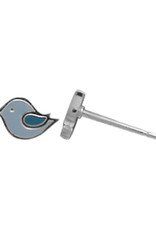 Sterling Silver Enamel Blue Bird Stud Earrings 7mm