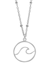 Sterling Silver Wave in Circle Necklace
