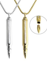 Men's Stainless Steel CZ Bullet Necklace 24"