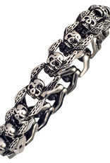 Men's Stainless Steel Skull Link Bracelet 8.5"