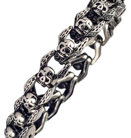 Skull Link Steel Bracelet 8.5"