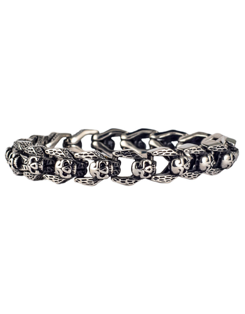 Men's Stainless Steel Skull Link Bracelet 8.5"