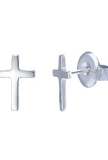 Sterling Silver Cross Stud Earrings 10x8mm